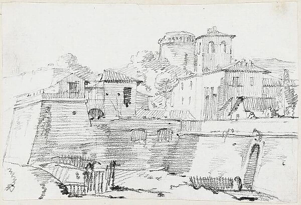 A Fortified Town in Italy, 1744 / 1750. Creator: Joseph-Marie Vien the Elder