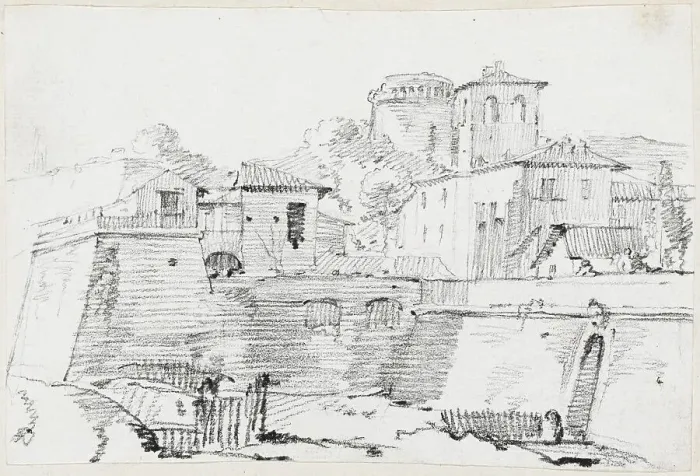 Framed Print : A Fortified Town in Italy, 1744 / 1750. Creator: Joseph-Marie Vien the Elder Framed Print : A Fortified Town in Italy, 1744 / 1750. Creator: Joseph-Marie Vien the Elder