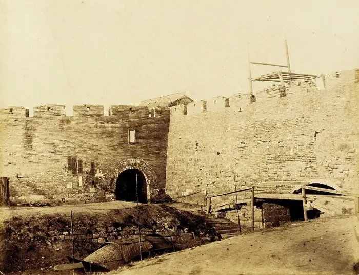 Framed Print : Fortified Walls with Canal, 1860. Creator: Felice Beato Framed Print : Fortified Walls with Canal, 1860. Creator: Felice Beato
