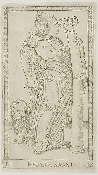 Fortitude, plate 36 from Genii and Virtues, c.1465. Creator: Unknown