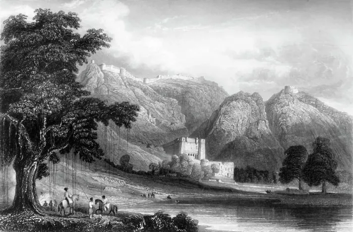 Framed Print : Fortress of Bowrie, in Rajpootana, 1845. Creator: William Purser Framed Print : Fortress of Bowrie, in Rajpootana, 1845. Creator: William Purser