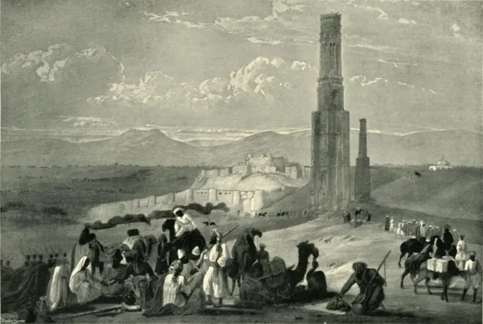 Framed Print : The Fortress and Citadel of Ghazni and the Two Minars, c1840, (1901). Creator: James Atkinson Framed Print : The Fortress and Citadel of Ghazni and the Two Minars, c1840, (1901). Creator: James Atkinson