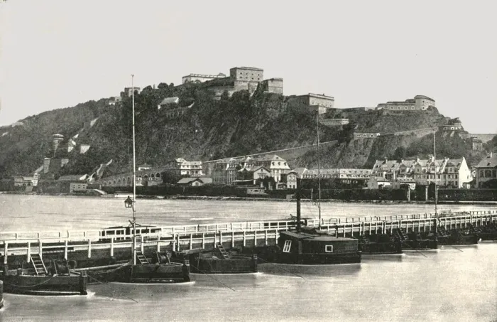 Framed Print : The Fortress of Ehrenbreitstein on the Rhine, Germany, 1895. Creator: Francis Frith & Co Framed Print : The Fortress of Ehrenbreitstein on the Rhine, Germany, 1895. Creator: Francis Frith & Co