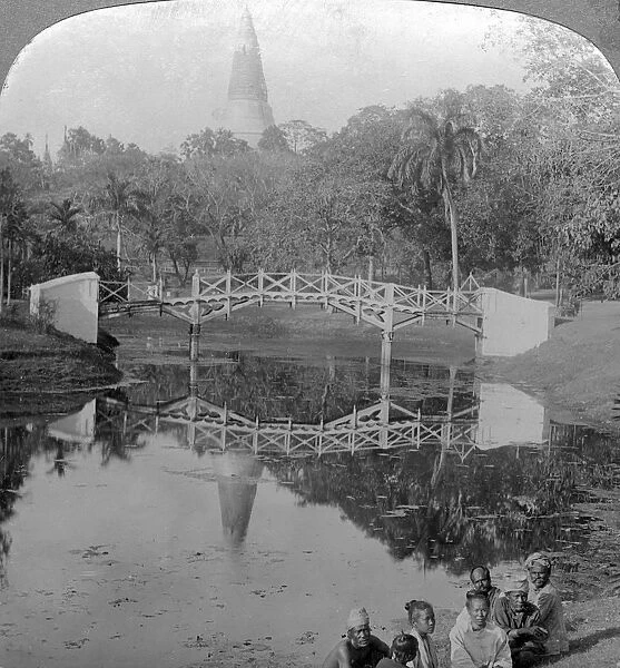 Fortress gardens and the Shwedagon Pagoda, Rangoon, Burma, c1900s(?). Artist: Underwood & Underwood