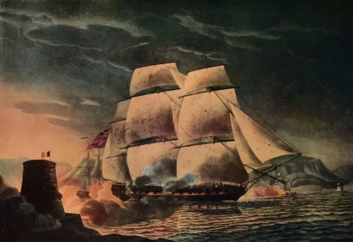 Framed Print : Fortunate Escape of the Juno, c1795. Artist: Robert Dodd Framed Print : Fortunate Escape of the Juno, c1795. Artist: Robert Dodd