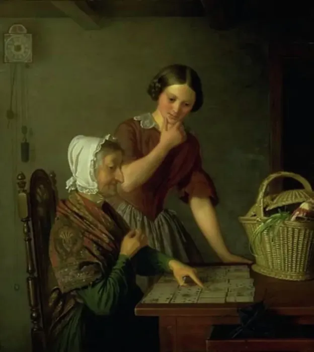 Framed Print : The Fortune Teller, 1830-1861. Creator: Niels Peter Holbech Framed Print : The Fortune Teller, 1830-1861. Creator: Niels Peter Holbech