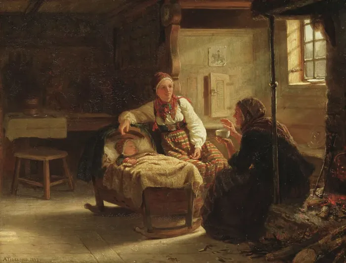 Framed Print : The Fortune-teller, 1857. Creator: Adolph Tidemand Framed Print : The Fortune-teller, 1857. Creator: Adolph Tidemand