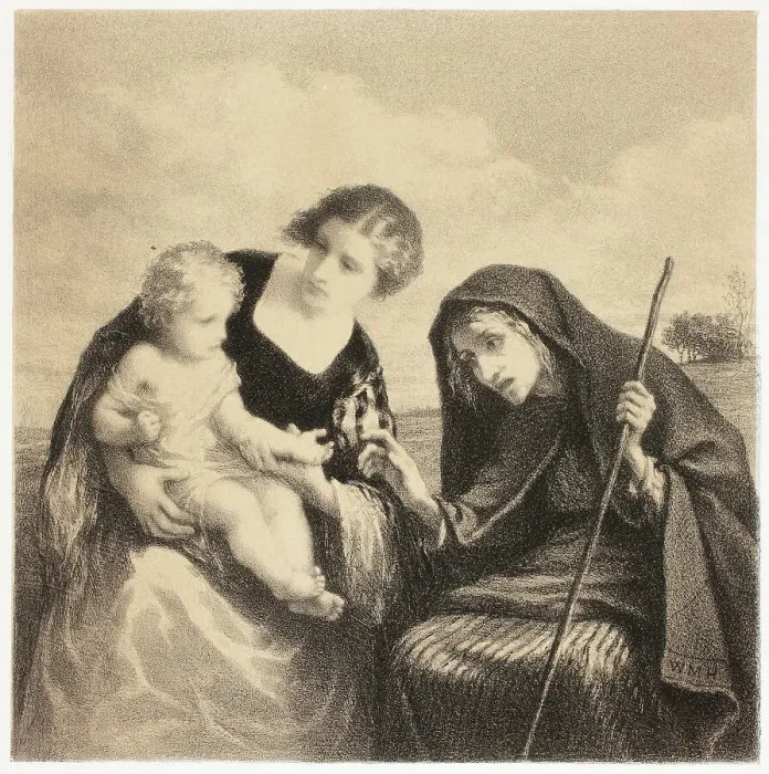 Framed Print : The Fortune Teller, 1857. Creator: William Morris Hunt Framed Print : The Fortune Teller, 1857. Creator: William Morris Hunt
