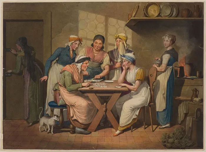Framed Print : The Fortune Teller in the Kitchen. Scenes of life during the Biedermeier period. Creator: Opiz, Georg Emanuel (1775-1841) Framed Print : The Fortune Teller in the Kitchen. Scenes of life during the Biedermeier period. Creator: Opiz, Georg Emanuel (1775-1841)