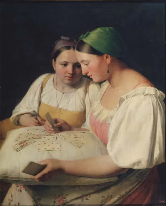 Framed Print : Fortune Telling, 1842. Artist: Venetsianov, Alexei Gavrilovich (1780-1847) Framed Print : Fortune Telling, 1842. Artist: Venetsianov, Alexei Gavrilovich (1780-1847)