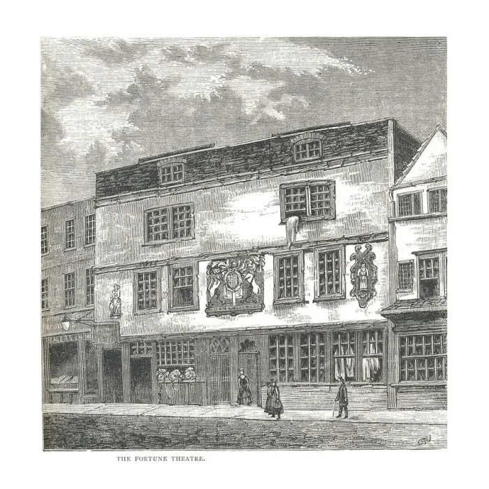 Framed Print : The Fortune Theatre. From a print published by Wilkinson in 1811, 1878 Framed Print : The Fortune Theatre. From a print published by Wilkinson in 1811, 1878