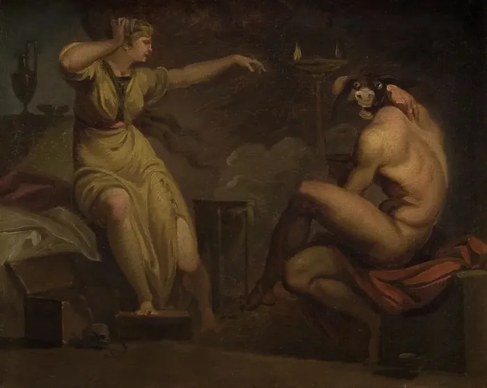 Framed Print : Fotis sees her Lover Lucius Transformed into an Ass. Motif from Apeleius The Golden Ass, 1807-1808. Creator: Nicolai Abraham Abildgaard Framed Print : Fotis sees her Lover Lucius Transformed into an Ass. Motif from Apeleius The Golden Ass, 1807-1808. Creator: Nicolai Abraham Abildgaard
