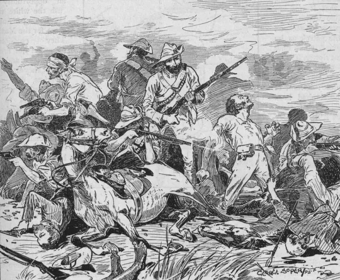 Framed Print : They Fought on Grimly, 1895, (1902). Artist: George Soper Framed Print : They Fought on Grimly, 1895, (1902). Artist: George Soper