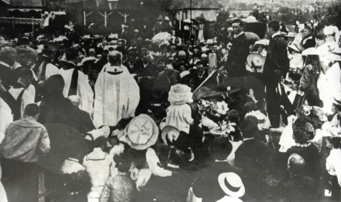 Framed Print : Foundation stone laying, St. Clement's Church, Mosman, 1902. Creator: Unknown. Foundation stone laying, St. Clement's Church, Mosman, 1902. Creator: Unknown
