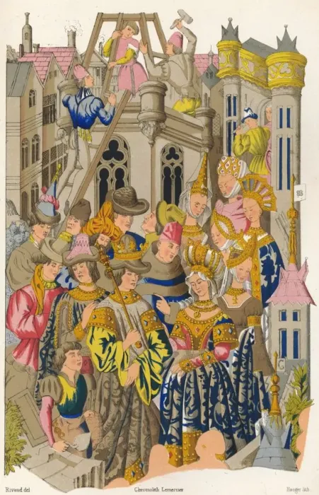 Framed Print : Founding of the Abbey of St Genevieve, 15th century, (1849). Creator: E Hauger Framed Print : Founding of the Abbey of St Genevieve, 15th century, (1849). Creator: E Hauger