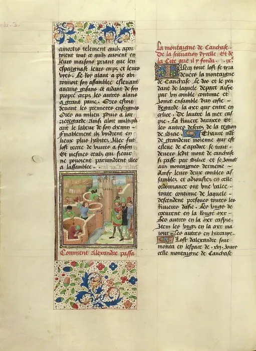 Framed Print : The Founding of Alexandria-in-Caucaso; Livre des fais d'Alexandre le grant, about 1470-1475. Creator: Master of the Jardin de vertueuse consolation Framed Print : The Founding of Alexandria-in-Caucaso; Livre des fais d'Alexandre le grant, about 1470-1475. Creator: Master of the Jardin de vertueuse consolation