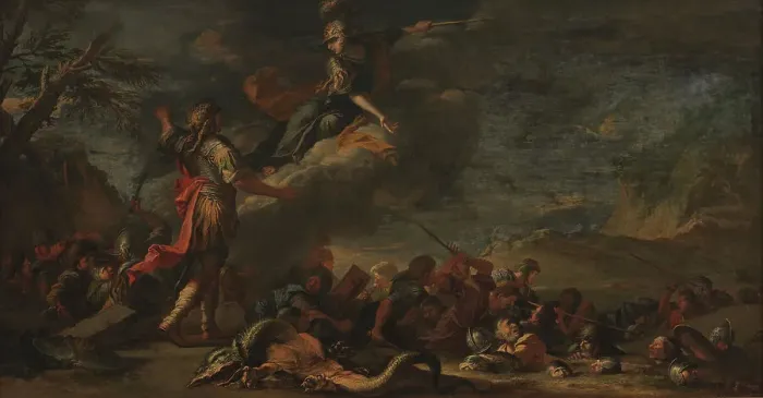 Framed Print : The Founding of Thebes, 1661. Creator: Salvator Rosa Framed Print : The Founding of Thebes, 1661. Creator: Salvator Rosa
