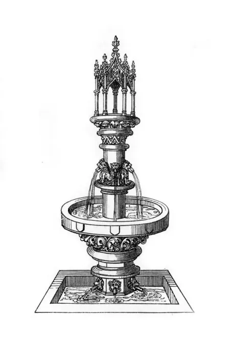 Framed Print : Fountain, 1470-1483, (1843). Artist: Henry Shaw