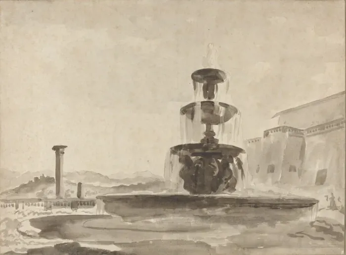 Framed Print : The Fountain, 18th century. Creator: Unknown Framed Print : The Fountain, 18th century. Creator: Unknown