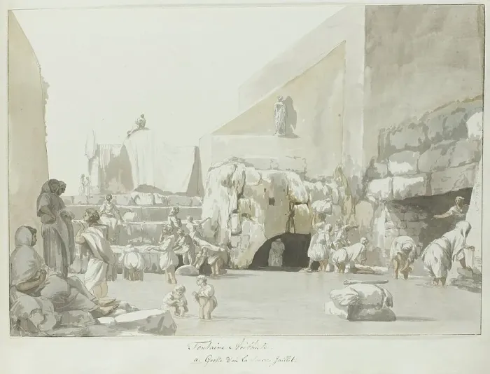 Framed Print : Fountain of Arethusa with source, 1778. Creator: Louis Ducros Framed Print : Fountain of Arethusa with source, 1778. Creator: Louis Ducros