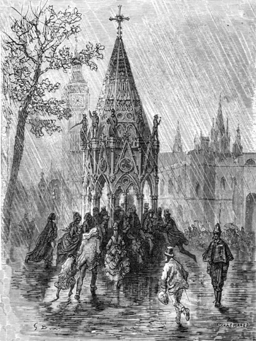 Framed Print : The Fountain - Broad Sanctuary, 1872. Creator: Gustave Doré Framed Print : The Fountain - Broad Sanctuary, 1872. Creator: Gustave Doré