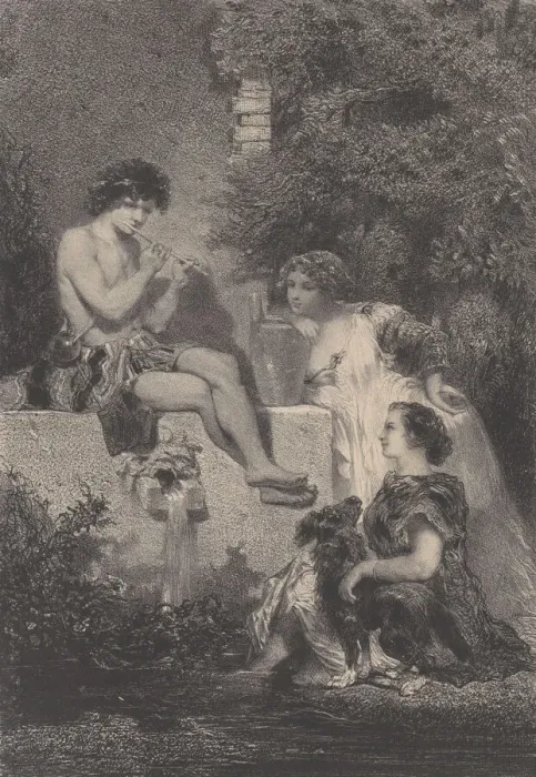 Framed Print : The Fountain, ca. 1830-70. Creator: Celestin Nanteuil