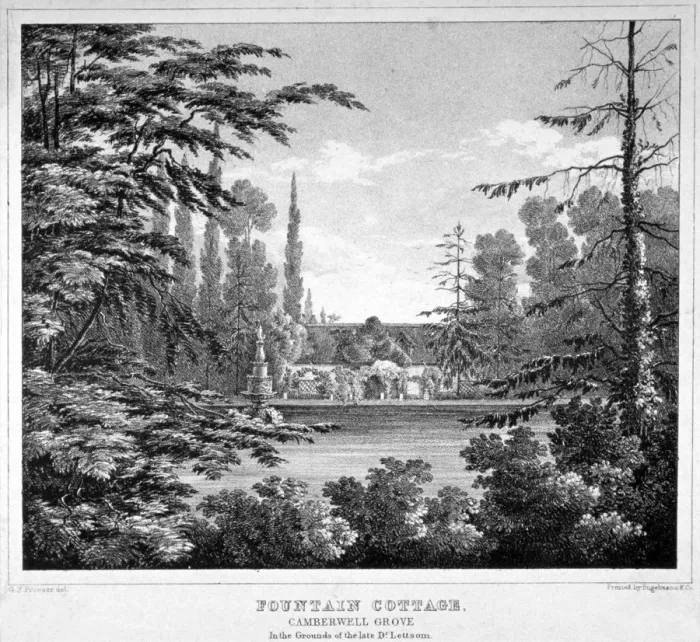 Framed Print : Fountain Cottage, Camberwell Grove, Camberwell, London, c1825 Framed Print : Fountain Cottage, Camberwell Grove, Camberwell, London, c1825