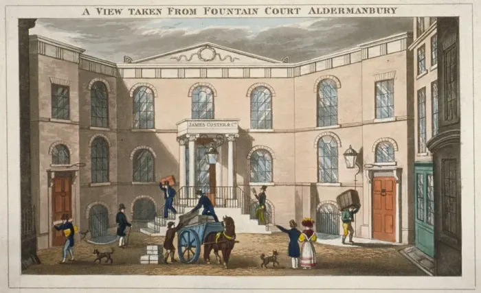Framed Print : Fountain Court, Aldermanbury, City of London, 1830 Framed Print : Fountain Court, Aldermanbury, City of London, 1830