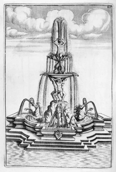 Framed Print : Fountain design, 1664. Artist: Georg Andreas Bockler Framed Print : Fountain design, 1664. Artist: Georg Andreas Bockler