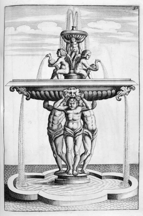 Framed Print : Fountain design, 1664. Artist: Georg Andreas Bockler Framed Print : Fountain design, 1664. Artist: Georg Andreas Bockler