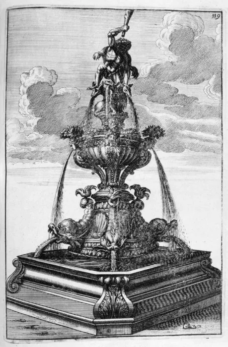 Framed Print : Fountain design, 1664. Artist: Georg Andreas Bockler Framed Print : Fountain design, 1664. Artist: Georg Andreas Bockler