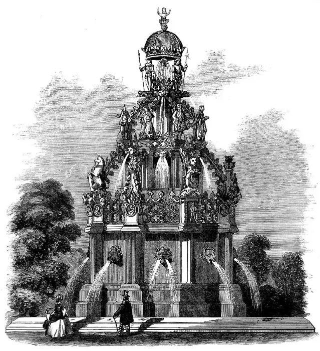 Framed Print : Fountain to be erected in front of Holyrood Palace, 1858. Creator: Unknown Framed Print : Fountain to be erected in front of Holyrood Palace, 1858. Creator: Unknown