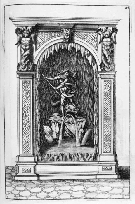 Framed Print : Fountain, grotto design, 1664. Artist: Georg Andreas Bockler Framed Print : Fountain, grotto design, 1664. Artist: Georg Andreas Bockler