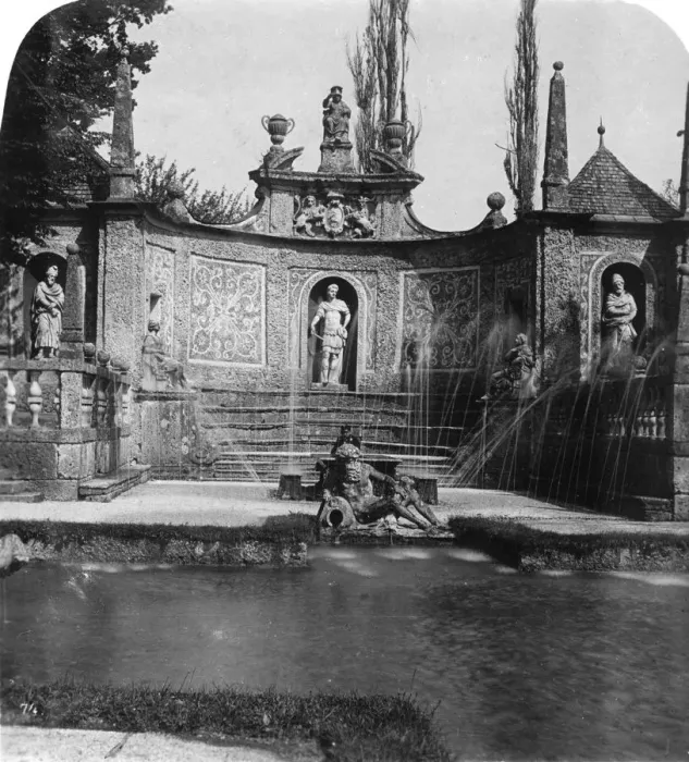 Framed Print : Fountain, Hellbrunn Castle, Salzburg, Austria, c1900. Artist: Wurthle & Sons Framed Print : Fountain, Hellbrunn Castle, Salzburg, Austria, c1900. Artist: Wurthle & Sons