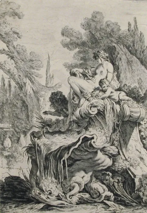 Framed Print : Fountain with a Naiad Seated on a Shell (Une fontaine avec une nä Framed Print : Fountain with a Naiad Seated on a Shell (Une fontaine avec une nä