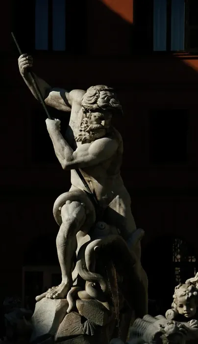 Framed Print : Detail of Fountain of Neptune, Piazza Navona, Rome, Italy, 2009. Creator: LTL