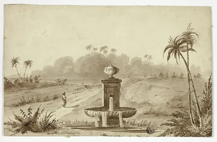 Framed Print : Fountain in Oasis, n.d. Creator: Unknown Framed Print : Fountain in Oasis, n.d. Creator: Unknown