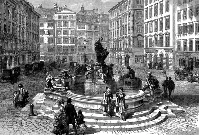 Framed Print : The Fountain of Raphael Donner in the Neumarkt, Vienna, 1873. Creator: Unknown Framed Print : The Fountain of Raphael Donner in the Neumarkt, Vienna, 1873. Creator: Unknown