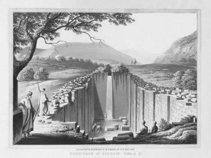 Framed Print : Fountain of Siloam. John. 9. 7. 1830. Artist: J Clarke Framed Print : Fountain of Siloam. John. 9. 7. 1830. Artist: J Clarke