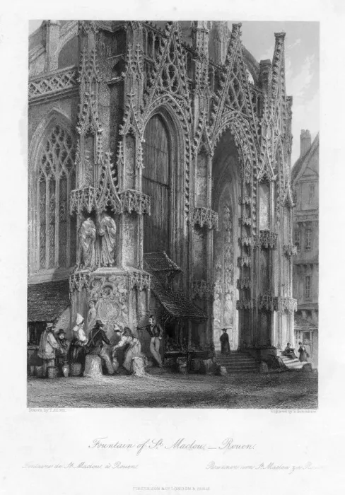 Framed Print : The fountain of St Maclou, Rouen, France, 19th century. Artist:s Bradshaw Framed Print : The fountain of St Maclou, Rouen, France, 19th century. Artist:s Bradshaw