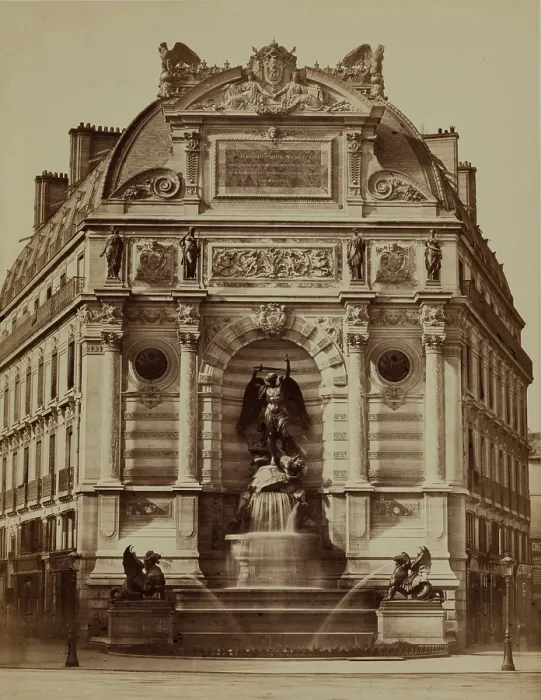 Framed Print : Fountain of St. Michael, Paris, between 1860 and 1870. Creator: Edouard Baldus Framed Print : Fountain of St. Michael, Paris, between 1860 and 1870. Creator: Edouard Baldus
