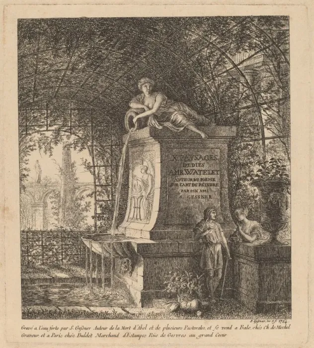 Framed Print : Fountain in a Summerhouse, 1764. Creator: Salomon Gessner Framed Print : Fountain in a Summerhouse, 1764. Creator: Salomon Gessner