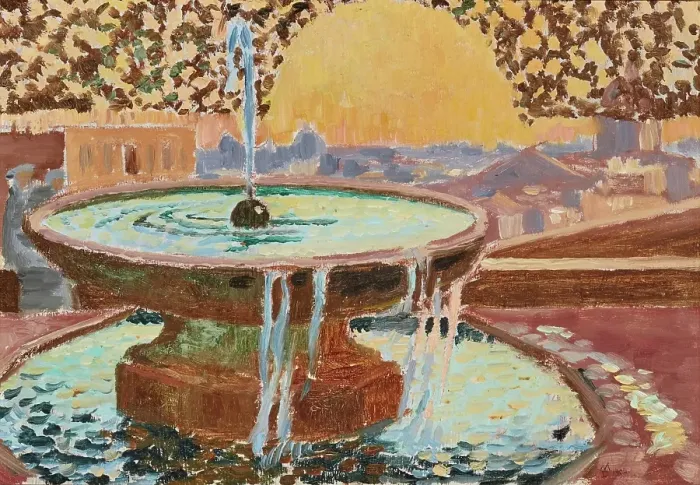 Framed Print : Fountain at the Villa Medici, 1904. Creator: Maurice Denis Framed Print : Fountain at the Villa Medici, 1904. Creator: Maurice Denis