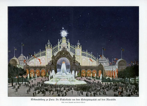 Fountains at the Palace of Electricity, Champ de Mars, Paris World Exposition 1889, (1900). Artist: Ewald Thiel