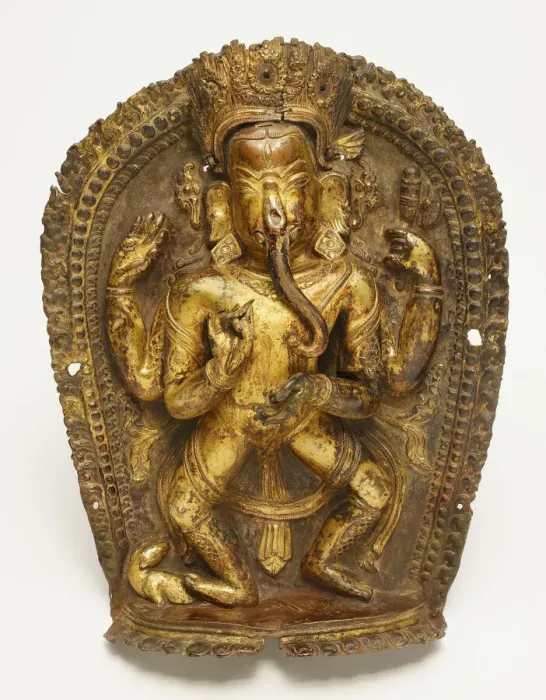 Framed Print : Four-Armed Dancing God Ganesha with His Rat Mount, 16th / 17th century. Creator: Unknown Framed Print : Four-Armed Dancing God Ganesha with His Rat Mount, 16th / 17th century. Creator: Unknown