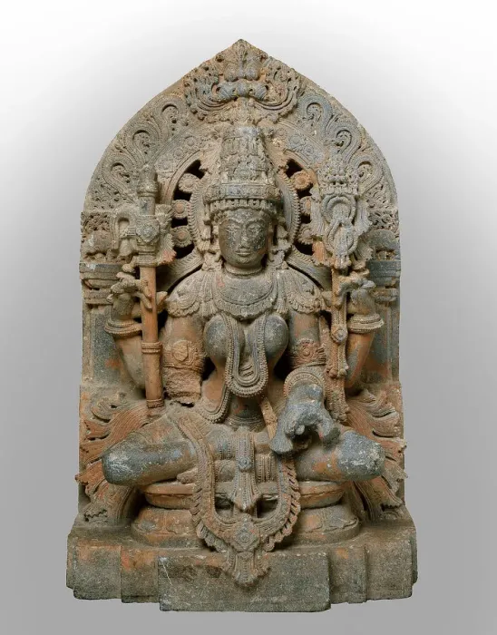 Framed Print : Four-Armed Sarasvati, Goddess of Learning, Seated in Lotus Position Framed Print : Four-Armed Sarasvati, Goddess of Learning, Seated in Lotus Position