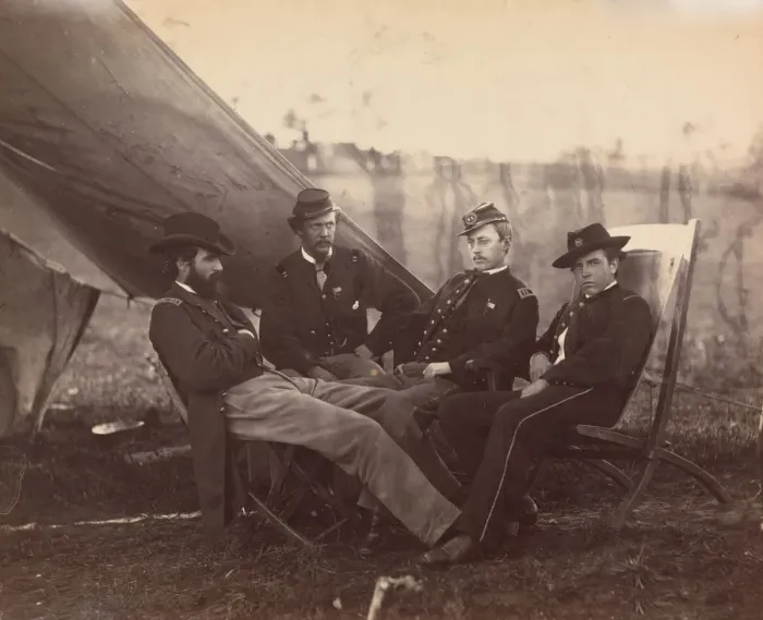 Framed Print : [Four Officers], ca. 1864. Creator: Alexander Gardner