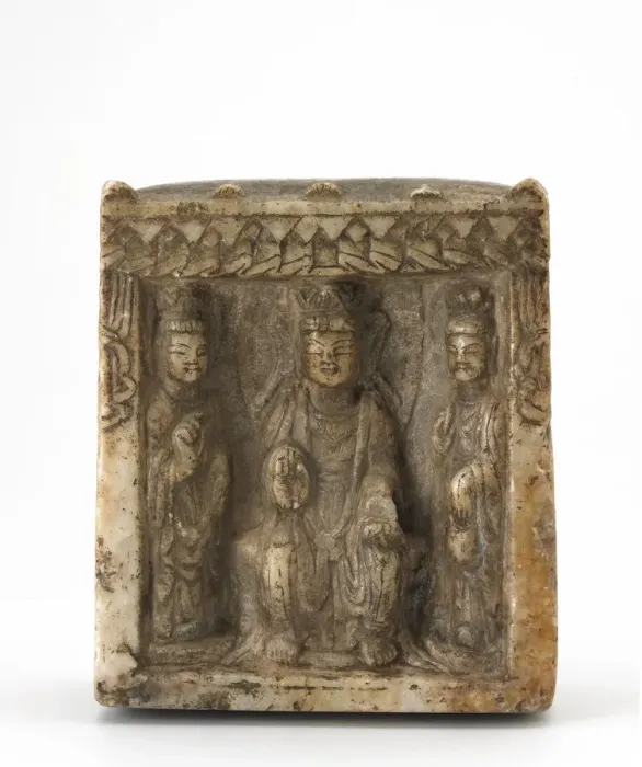 Framed Print : Four-sided miniature stele, Possibly Western Wei dynasty, ca. 550. Creator: Unknown Framed Print : Four-sided miniature stele, Possibly Western Wei dynasty, ca. 550. Creator: Unknown