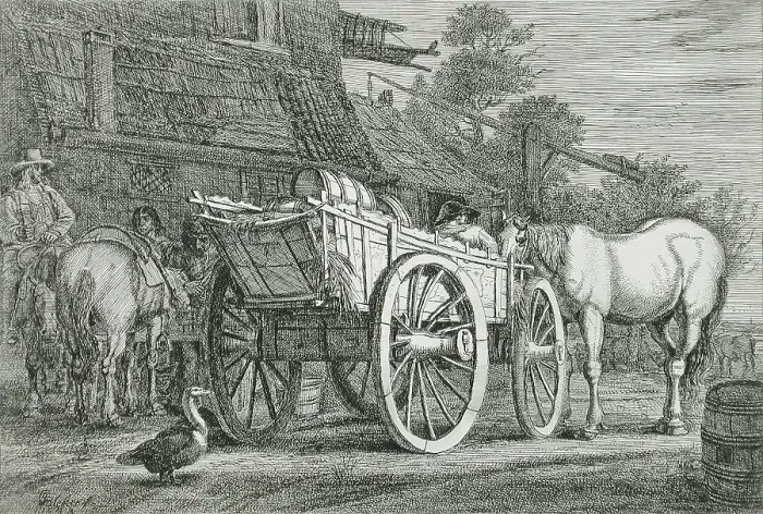 Framed Print : The Four-Wheeled Cart, 1643 . Creator: Gerrit Claesz Bleker Framed Print : The Four-Wheeled Cart, 1643 . Creator: Gerrit Claesz Bleker