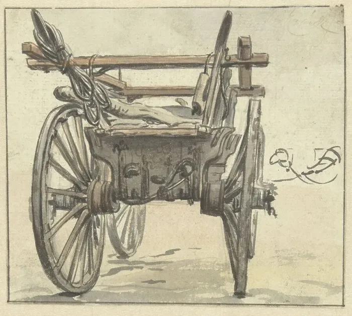 Framed Print : Back of a four-wheeled cart, 1770-1825. Creator: Simon Andreas Krausz Framed Print : Back of a four-wheeled cart, 1770-1825. Creator: Simon Andreas Krausz
